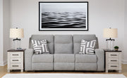 Biscoe - Power Reclining Sofa With Adj Headrest - Pewter - R&R Furniture Gallery (Fountain Valley, CA)