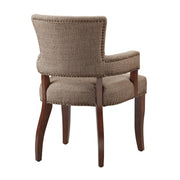 Elegant Arm Dining Chair With Brass Nail Head Detailing - R&R Furniture Gallery (Fountain Valley, CA)