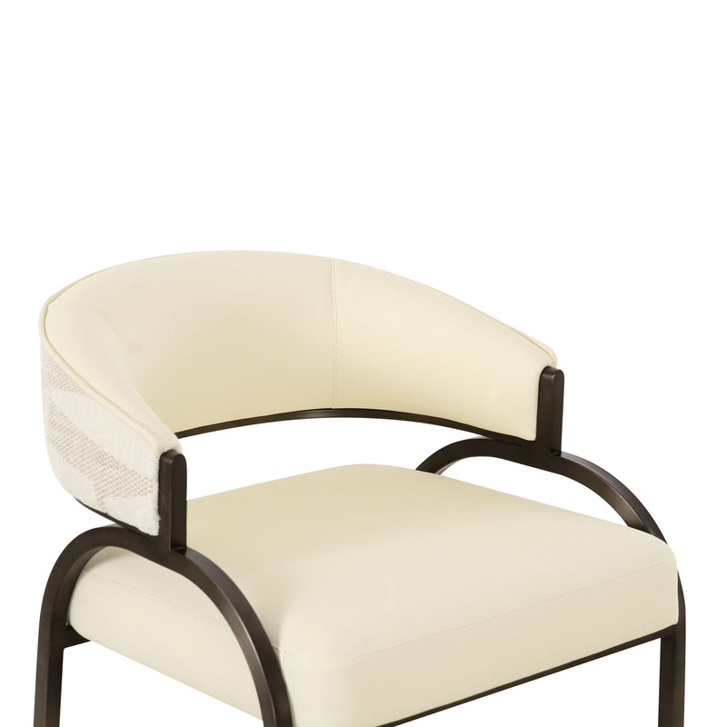 Tatum - Vegan Leather And 2-Tone Jacquard Counter Stool - Cream - R&R Furniture Gallery (Fountain Valley, CA)
