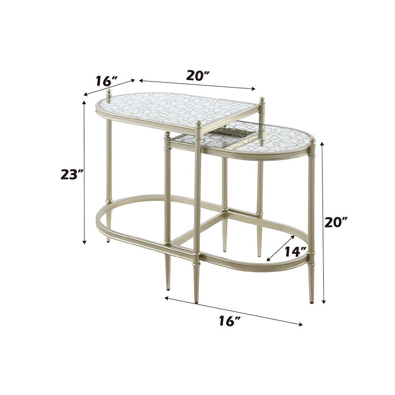 Zaba - Nesting Table - Glass Top & Silver - R&R Furniture Gallery (Fountain Valley, CA)