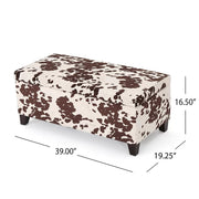 Brown multi storage ottoman by Noble House featuring a cushioned top and spacious interior for versatile home storage.
