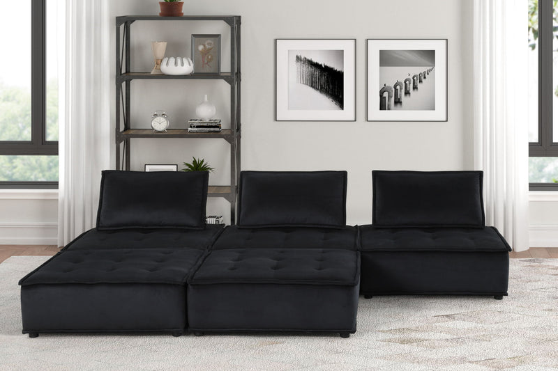 Lilola Home Anna stylish sectional sofa ottoman in neutral fabric, showcasing a modern stationary sectional design with plush cushioning.