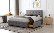 Upholstered Platform Bed With Classic Headboard And Drawers, No Box Spring Needed - R&R Furniture Gallery (Fountain Valley, CA)