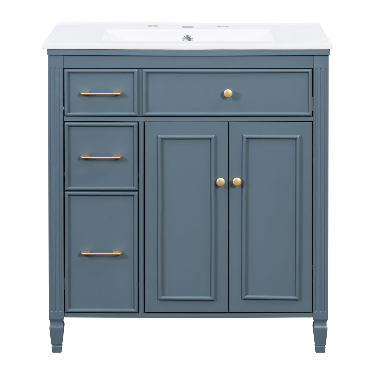 Freestanding Bathroom Vanity With Sink, Soft Close Door, Tip Out Drawer