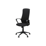 Black 8th Street office swivel chair with adjustable height, armrests, and rotating base for ergonomic comfort.
