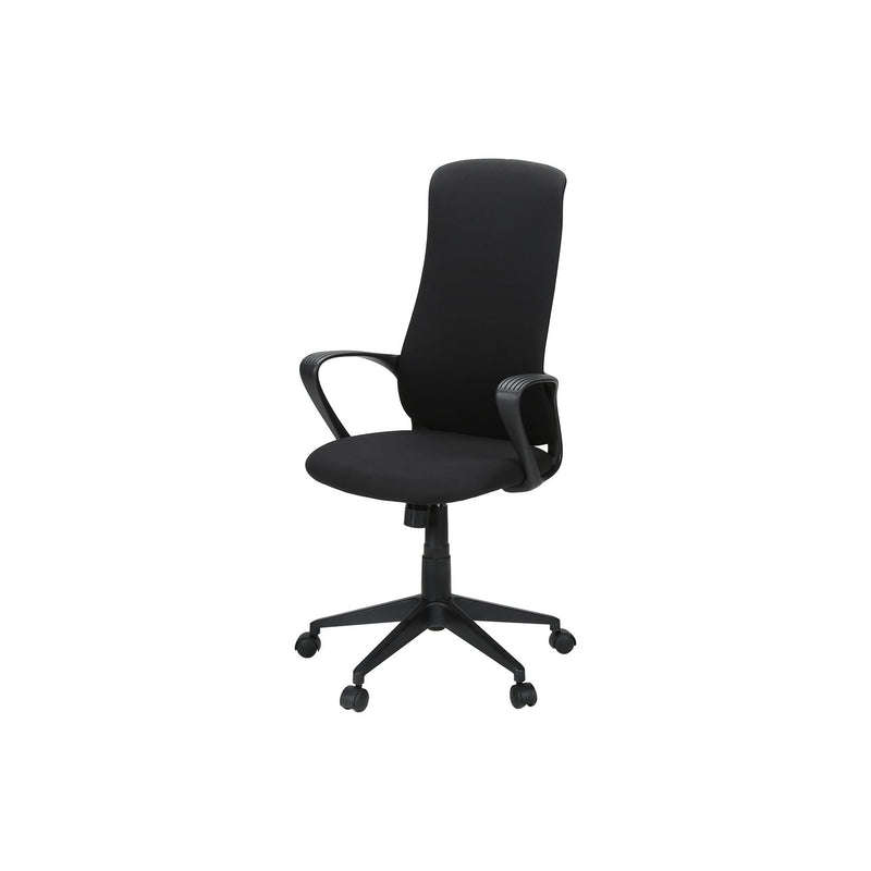 Black 8th Street office swivel chair with adjustable height, armrests, and rotating base for ergonomic comfort.