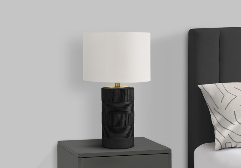 Table Lamp, Lighting, Resin, Contemporary - Black / Cream - R&R Furniture Gallery (Fountain Valley, CA)