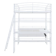 Loft Bed With 4 Layers Of Shelves And L-Shaped Desk, Stylish Metal Frame Bed With A Set Of Sockets, USB Ports And And Wireless Charging - R&R Furniture Gallery (Fountain Valley, CA)