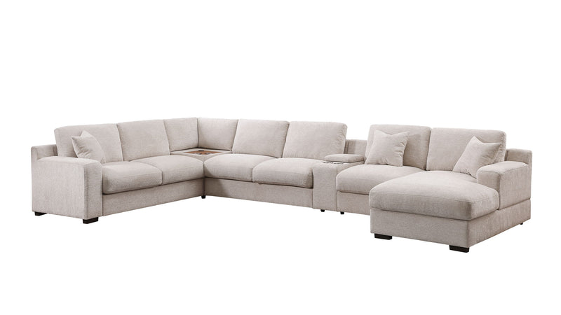 Celine - Fabric Corner Sectional Sofa With Right-Facing Chaise, Cupholders, And Charging Ports - R&R Furniture Gallery (Fountain Valley, CA)