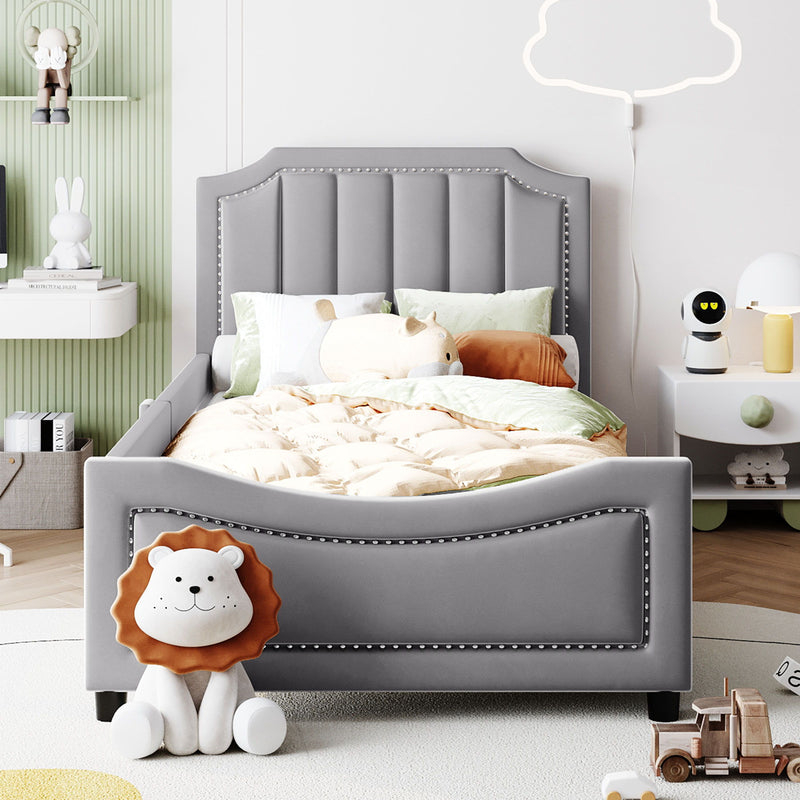 Upholstered Daybed With Classic Stripe Shaped Headboard - R&R Furniture Gallery (Fountain Valley, CA)