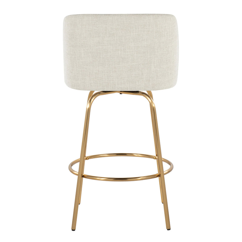 Toriano - Contemporary, Fixed Height Counter Stool With Swivel With Round Footrest (Set of 2) - R&R Furniture Gallery (Fountain Valley, CA)