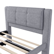 Upholstery Platform Bed With Trundle, Trundle Can Be Flat Or Erected - R&R Furniture Gallery (Fountain Valley, CA)