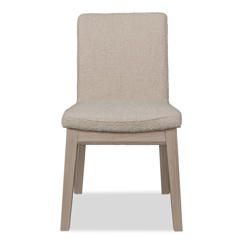Liv Solid Wood Dining Chair in White Sand and Brun Boucle