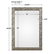 Uttermost Evelina Leaves Silver Wall Mirror with intricate leaf design and polished silver finish.