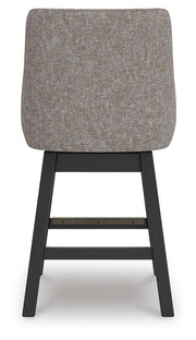 Neymorton - Upholstered Swivel Barstool (Set of 2) - Dark Grayish Brown - R&R Furniture Gallery (Fountain Valley, CA)