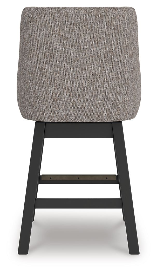 Neymorton - Upholstered Swivel Barstool (Set of 2) - Dark Grayish Brown - R&R Furniture Gallery (Fountain Valley, CA)
