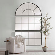 Uttermost Rousseau Iron Window Mirror in black with a vintage-inspired windowpane design, ideal for accent decor.