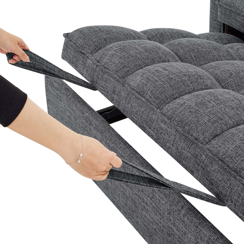 Sienna - Tufted Convertible Sleeper Sofa With Chaise - Gray - R&R Furniture Gallery (Fountain Valley, CA)