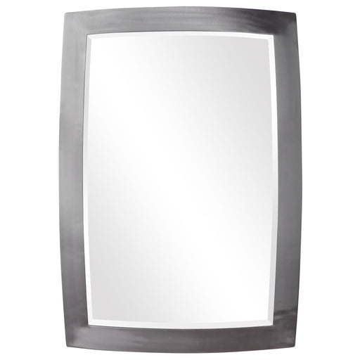 Uttermost Haskill wall mirror with brushed nickel frame, elegant round shape, and modern design for contemporary interiors.