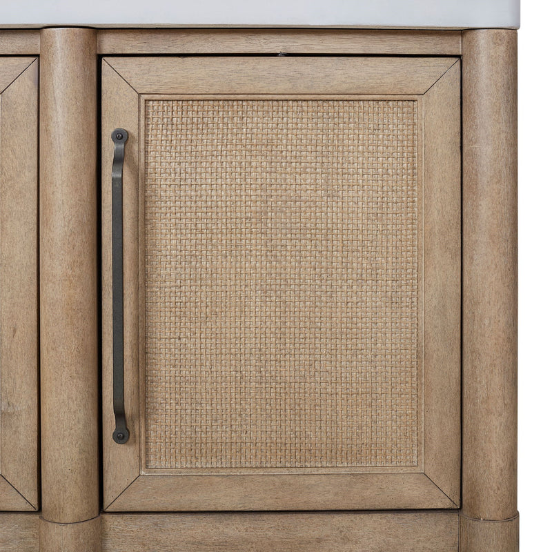 Cement Topped Server With Cane Insets - Sand - R&R Furniture Gallery (Fountain Valley, CA)