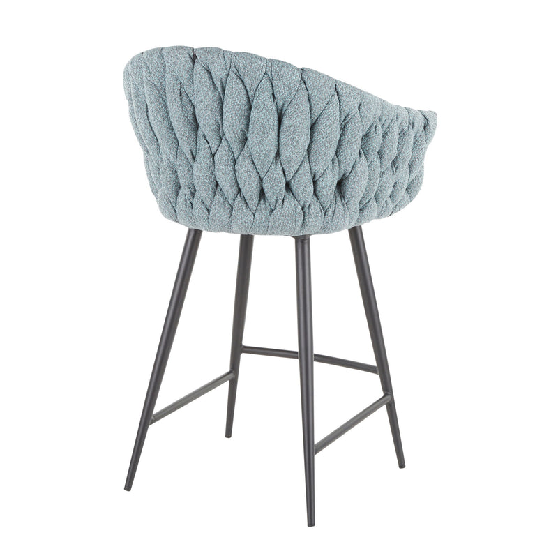 Lumi Source Matisse braided contemporary counter height chair with wooden legs and woven seat, modern design for dining or bar areas.