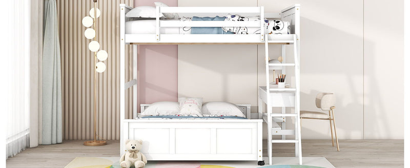 Full Over Full Bunk Bed With Desk - R&R Furniture Gallery (Fountain Valley, CA)
