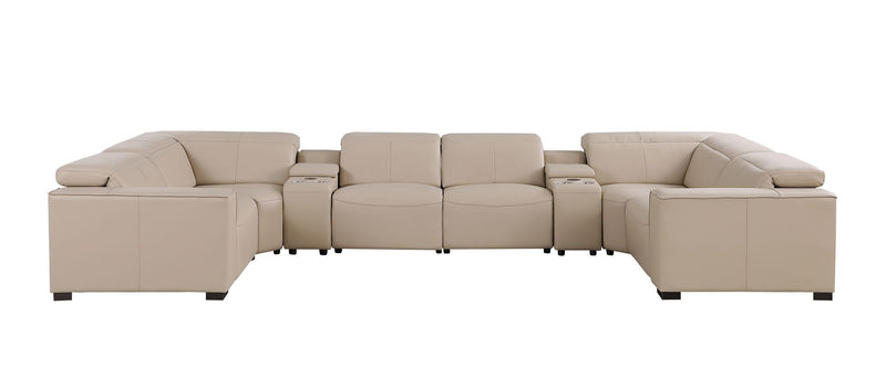 1208 - 8 Piece Modular Leather Sectional With 2 Power Recliners & Power Headrests