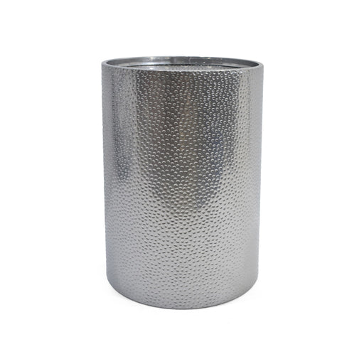 Noble House modern round accent table with hammered surface, sleek design, and sturdy metal base for stylish interior decor.