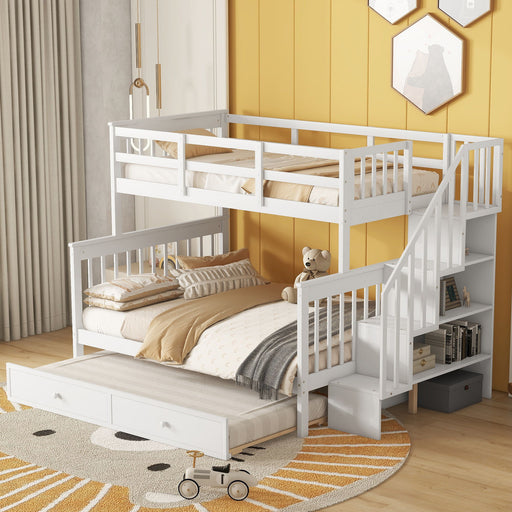 Bunk Bed With Twin Size Trundle, Storage And Guard Rail For Bedroom - R&R Furniture Gallery (Fountain Valley, CA)
