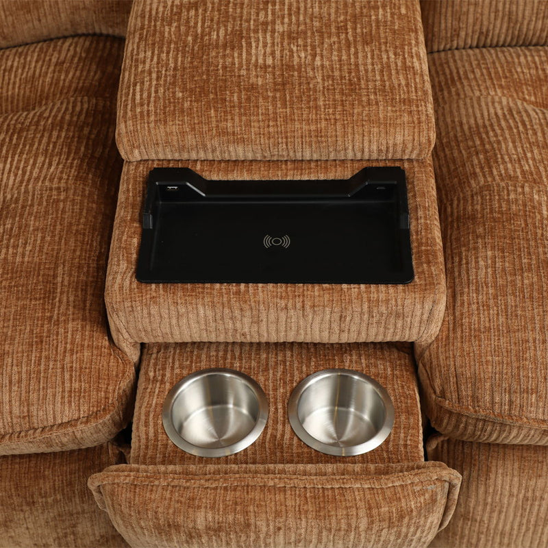 Emmy - Power Motion Sectional Sofa - Orange Chenille - R&R Furniture Gallery (Fountain Valley, CA)