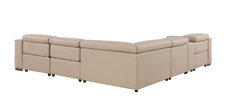 1208 - 6-Piece L-Shaped Leather Reclining Sectional With 3 Power Recliners
