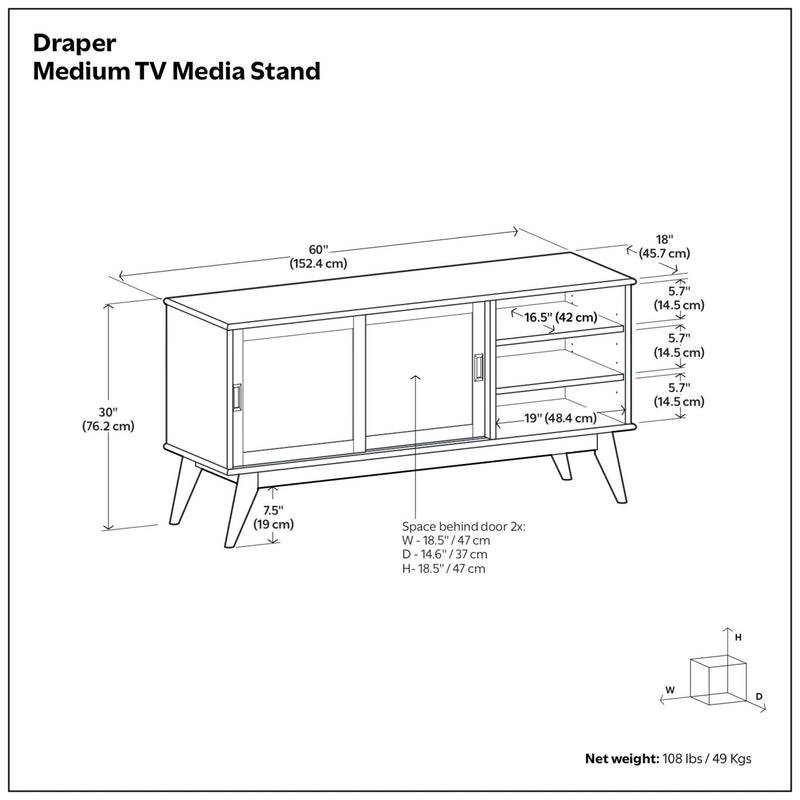 Draper - Handcrafted Mid Century Low TV Media Stand