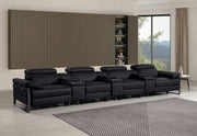 1246 - Modular Power Triple Reclining Triple Console Sofa With Power Reclining Headrests - R&R Furniture Gallery (Fountain Valley, CA)