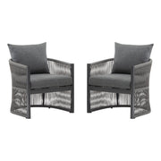 Modern Curved Aluminum Lounge Chair With Stylish Rope Weave Design And Cushioned Comfort For Outdoor - R&R Furniture Gallery (Fountain Valley, CA)