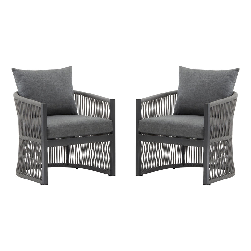 Modern Curved Aluminum Lounge Chair With Stylish Rope Weave Design And Cushioned Comfort For Outdoor - R&R Furniture Gallery (Fountain Valley, CA)