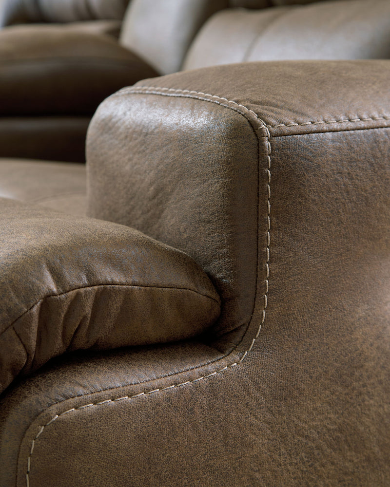 Beckley Place - 2 Seat Power Reclining Sofa With Adjustable Headrest - Earth - R&R Furniture Gallery (Fountain Valley, CA)