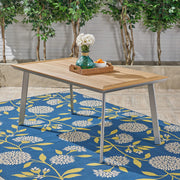 Outdoor Dining Table With Eucalyptus Wood Topped - Silver - R&R Furniture Gallery (Fountain Valley, CA)