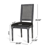 French Country Dining Chair With Rectangular Cane Backrest And Smooth Upholstered Seating - R&R Furniture Gallery (Fountain Valley, CA)