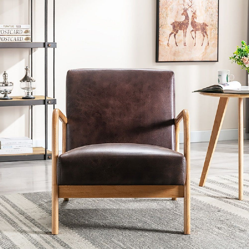 Open Framed Armchair With Cushioning Brown - Dark Brown - R&R Furniture Gallery (Fountain Valley, CA)