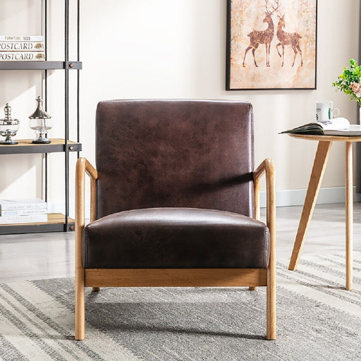 Open Framed Armchair With Cushioning Brown - Dark Brown - R&R Furniture Gallery (Fountain Valley, CA)