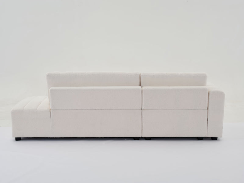 Urban Retreats Jessica Lamb Wool Sectional Sofa with chaise, plush cushions and versatile configuration in a modern living room setting.