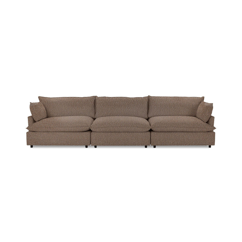 Classic Home Caplan modular sectional sofa with beige fabric upholstery and plush cushions, designed for comfortable seating.