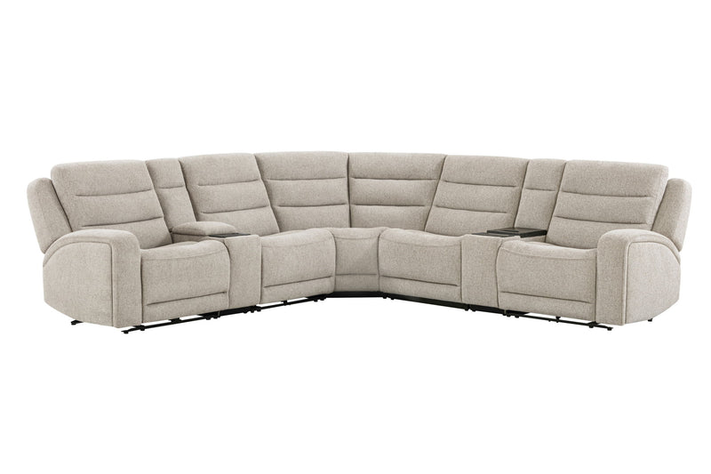 Parker Living Felix reclining sectional sofa with plush fabric and multiple seating sections, shown in a modern living room setting.
