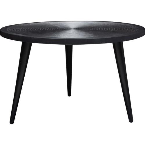 Vortex Round Cocktail Table in Solid Mango Wood Top in Black Finish & Iron Legs