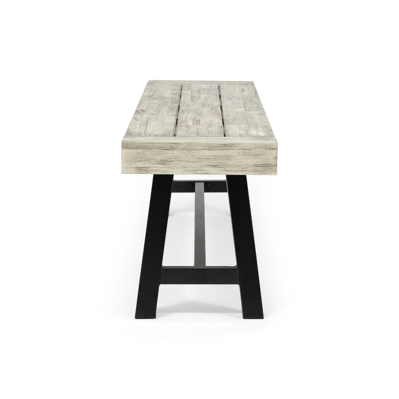 Noble House Carlisle dining bench with wooden legs and upholstered seat, ideal for kitchen or dining room seating.