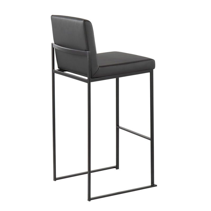 Lumi Source Fuji high back barstool with contemporary elegant design, showcasing sleek wooden legs and a cushioned seat.