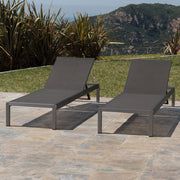 Noble House outdoor patio chaise lounge with five adjustable reclining positions, featuring a sleek, modern design for outdoor relaxation.