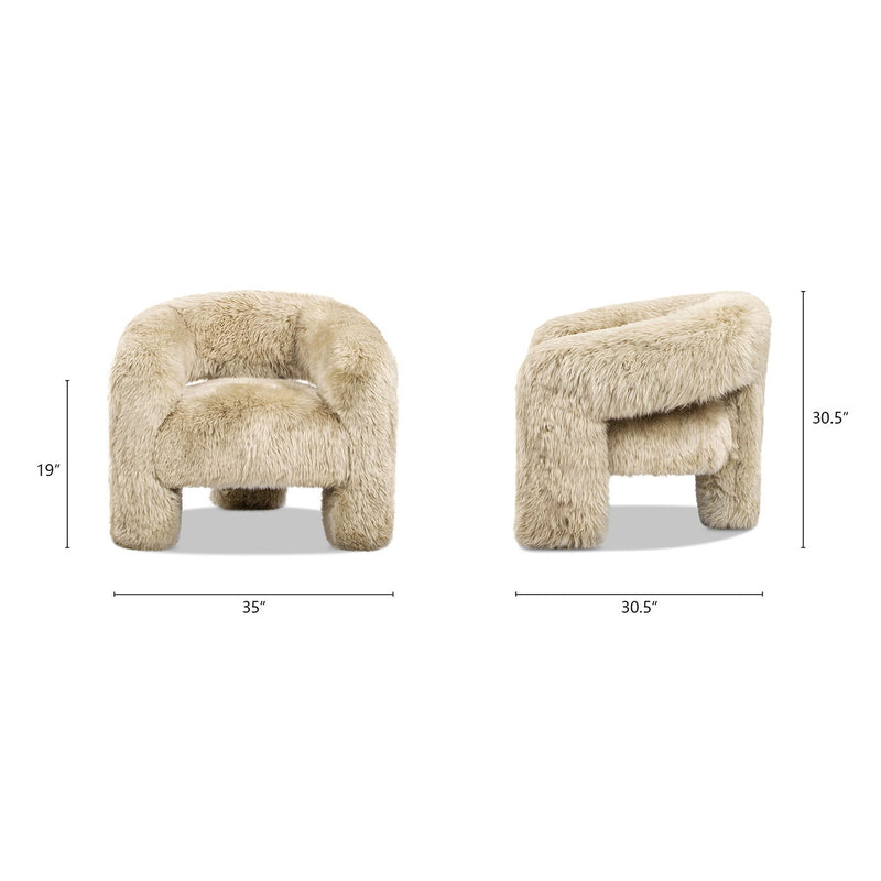 Avalon - Genuine Sheepskin Fur Split Barrel Back Accent Chair - Natural Blonde - R&R Furniture Gallery (Fountain Valley, CA)