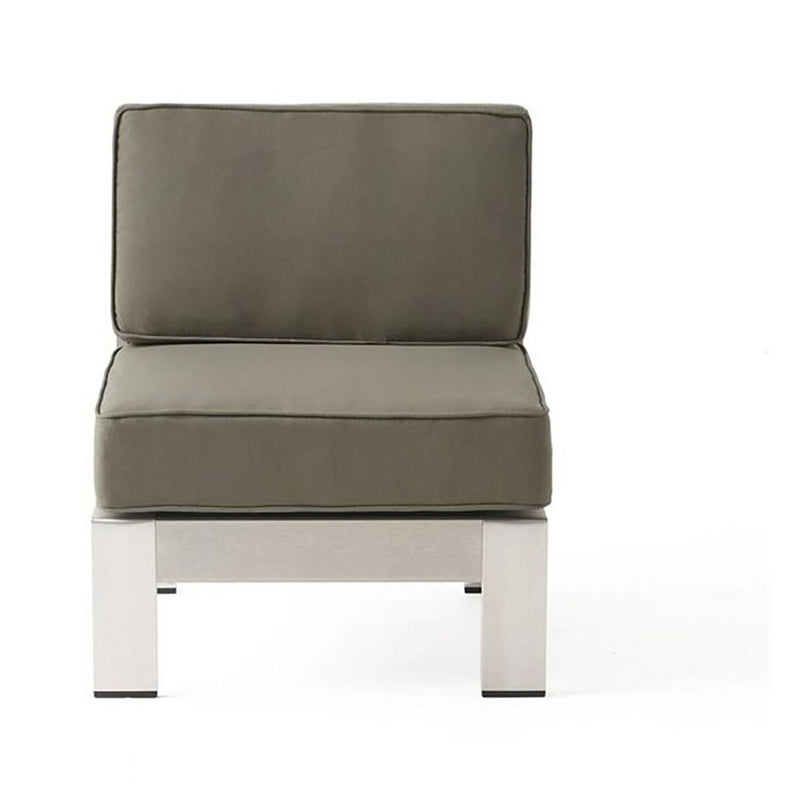 Outdoor Aluminum Armless Chair With Cushion - Silver - R&R Furniture Gallery (Fountain Valley, CA)
