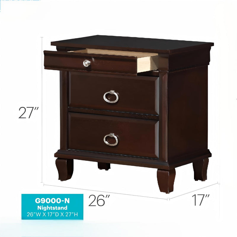 Glory Furniture Triton nightstand in cappuccino finish, accent wood bedside table with sleek design and storage drawer.